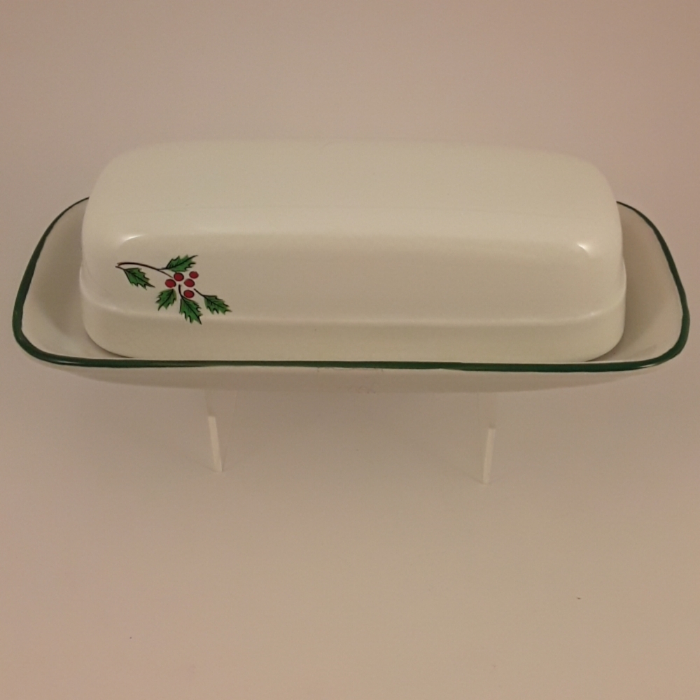 Vintage stoneware covered butter dish